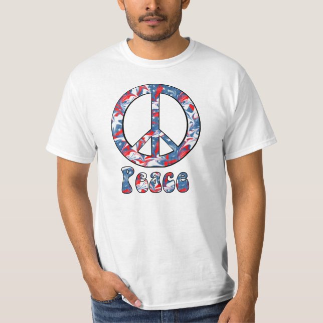 T-shirt Paix rouge, blanche et bleue (Devant)
