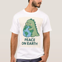 Paix sur Terre - Dinosaure vert mignon serrant l'E