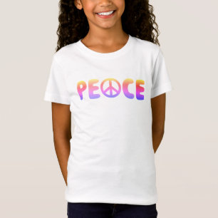 T-Shirt Paix, Vibes Hippie Rétro Filles Long Sleft