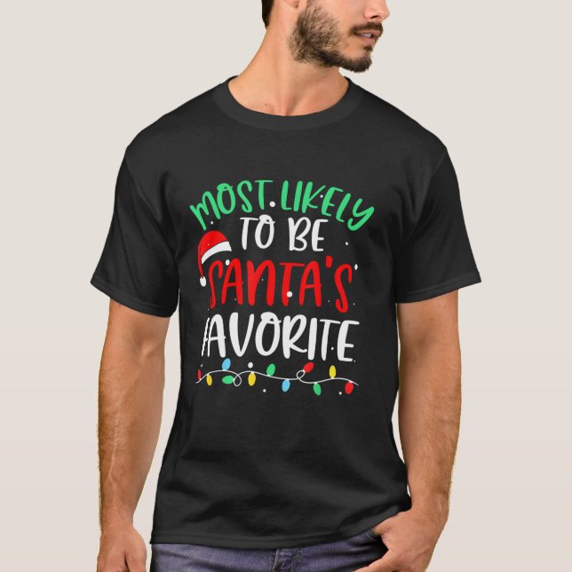 T-shirt Pajam de Noël favori de Père Noël (Devant)