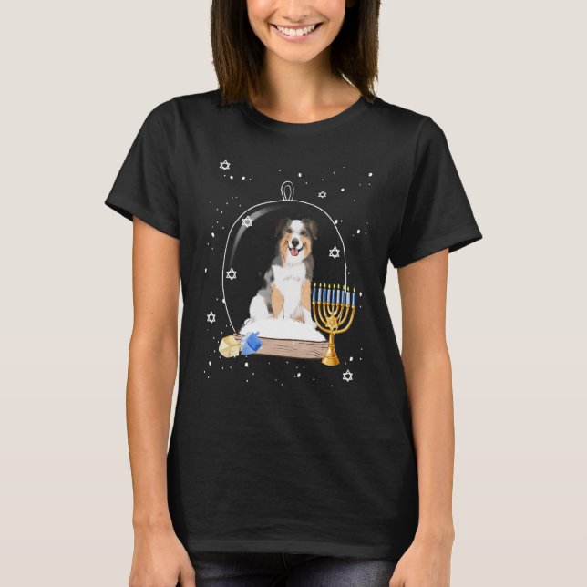 T-shirt Pajama australien Shepard Dog Snow Globe (Devant)