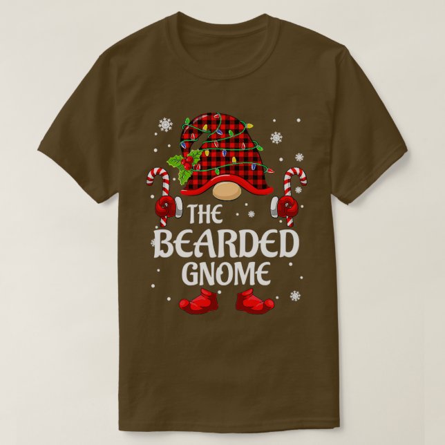 T-shirt Pajama de Noël de famille Gnome à poils (Design devant)