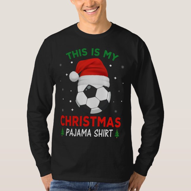 T-shirt Pajama de Noël de football Santa Hat (Devant)