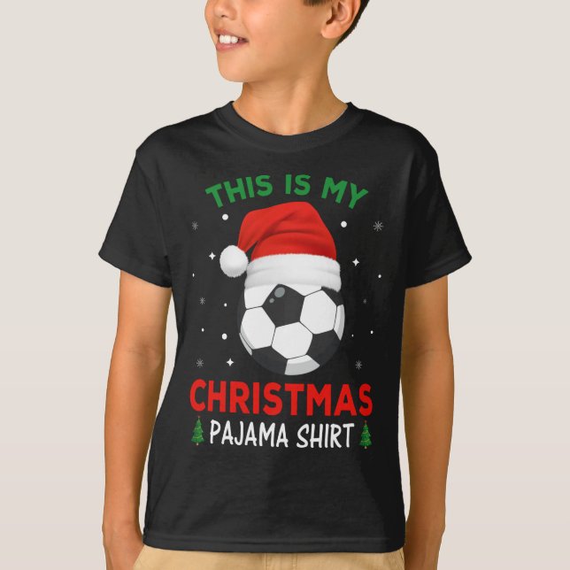 T-shirt Pajama de Noël de football Santa Hat (Devant)