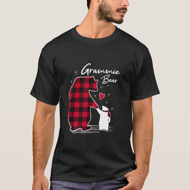 T-shirt Pajama de Noël de l'ours grand-mère Buffalo rouge (Devant)
