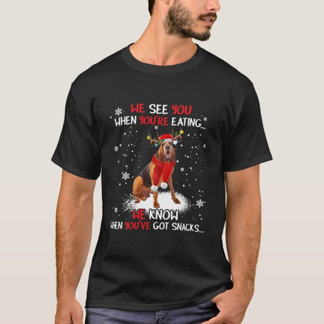 T-shirt Pajama de Noël de père Noël Bloodhound Reindeer  (Devant)