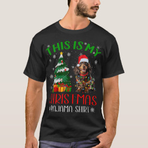 T-shirt Pajama de Noël drôle avec chien teckel et lumières