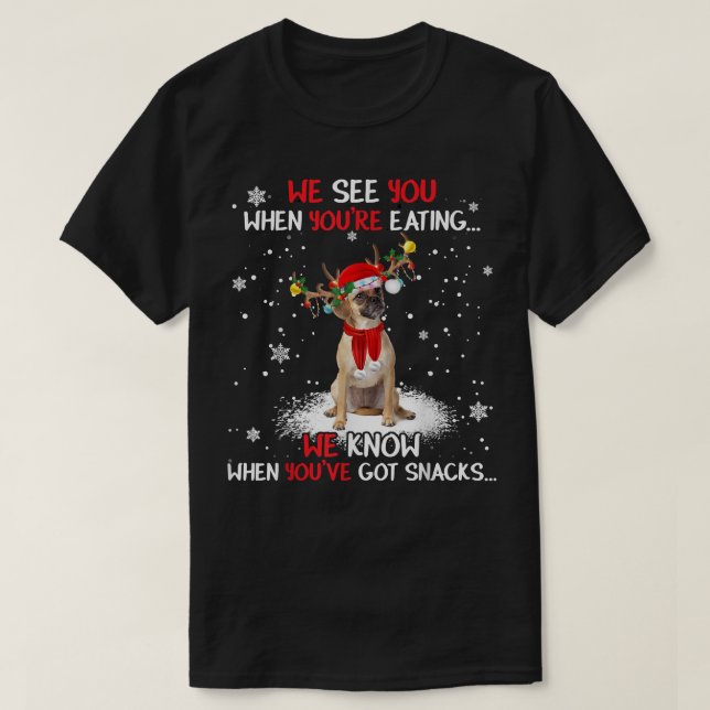 T-shirt Pajama de Noël léger de père Noël Puggle Reindeer  (Design devant)