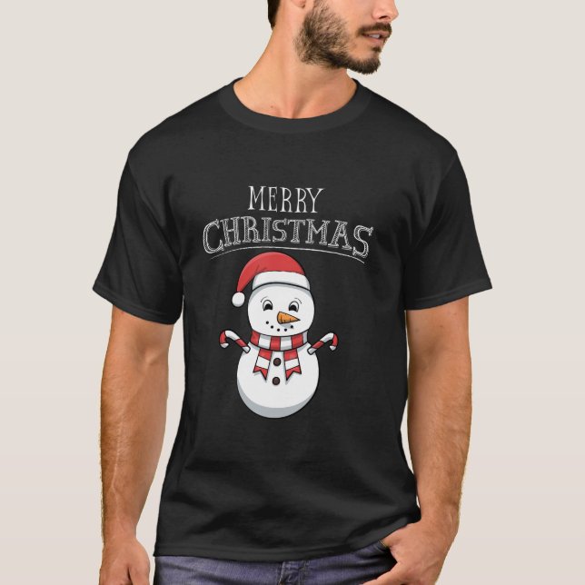 T-shirt Pajama de Noël Snowman mignonne Père Noël Hommes F (Devant)
