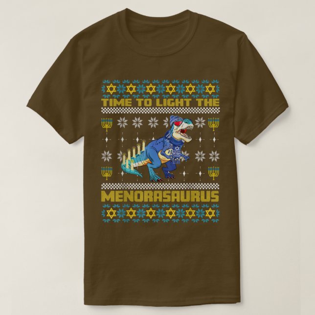 T-shirt Pajama Menorasaurus Re Menorah Dinosaur Hanoukka (Design devant)