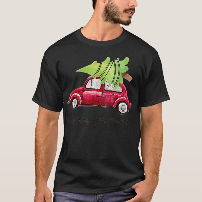 T-shirt Pajamas d'arbre de Noël de Camion Rouge (Devant)