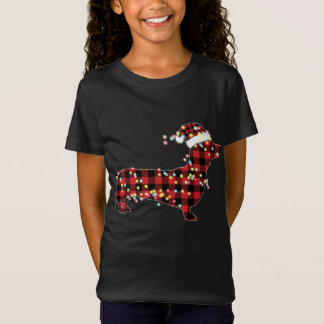 T-Shirt Pajamas de dachshund Noël Rouge Plaid Buffalo