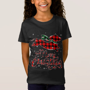 T-Shirt Pajamas de dachshund Noël Rouge Plaid Buffalo