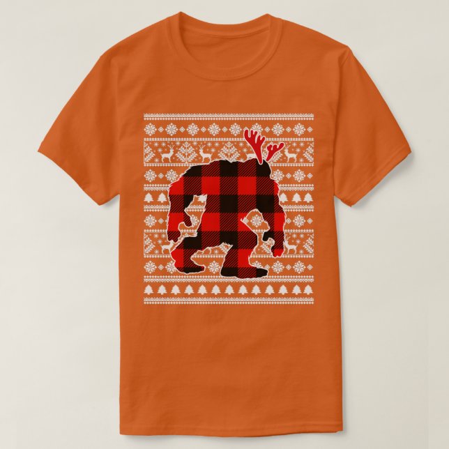 T-shirt Pajamas de Noël de Buffle Rouge Plaid (Design devant)