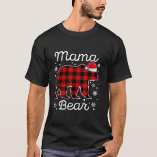 T-shirt Pajamas de Noël de Mama Bear Buffalo Rouge Pressé