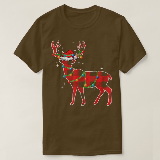 T-shirt Pajamas de Noël des cerfs de buffles rouges jambes (Design devant)