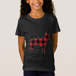 T-Shirt Pajamas de Noël Red Plaid Buffalo Boston Terrier