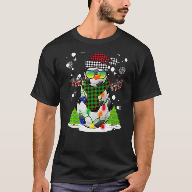 T-shirt Pajamas de Noël Snowman Santa Hat De Football Snow (Devant)