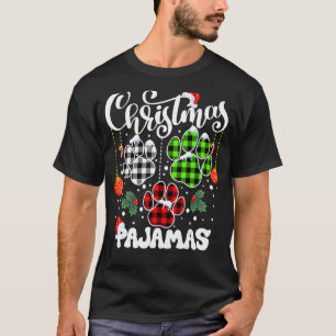 T-shirt Pajamas de Noël Xmas Animaux Chat Chien Chat Paw 1