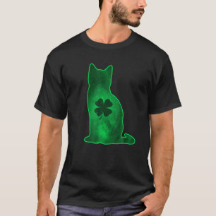 T-shirt Pajamas en feuille de Shamrock de chat Saint Patri