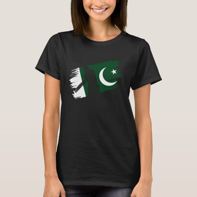 T-shirt Pakistan Drapeau Pakistan joueur de cricket entraî (Devant)