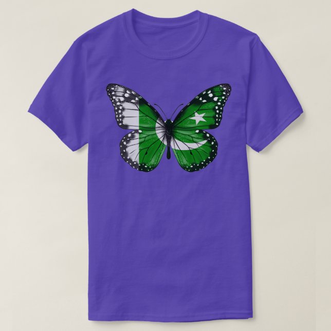 T-shirt Pakistan Drapeau Papillon Cadeau Pour Pakistanais  (Design devant)