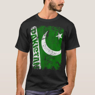 T-shirt Pakistan Gros Drapeau Vintage Trouvé Pakistan Femm