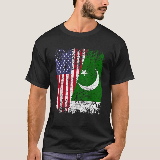 T-shirt PAKISTANI RACINE Drapeau semi-américain PAKISTAN T (Devant)