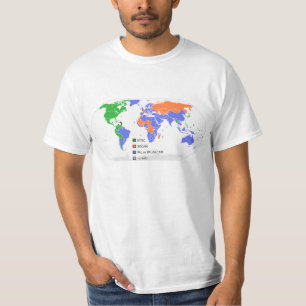T-shirt PAL NTSC SECAM TV World Map