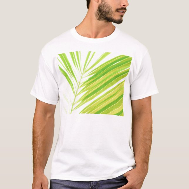 T-shirt Pale Green Pastel Palm Feuilles (Devant)