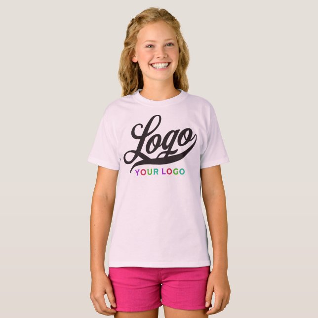 T-shirt Pale Pink Company Logo Swag Business Kids Girls (Devant entier)