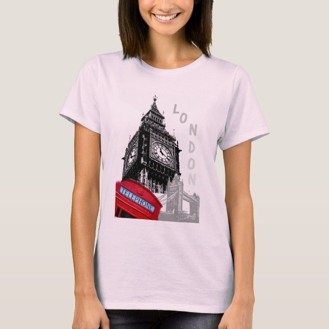T-shirt Pale rose Big Ben Horloge Tour Londres Téléphone R (Devant)