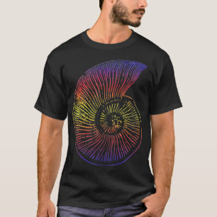 T-shirt Paléontologie Ammonite Fossile Aquarelle Shell Gif