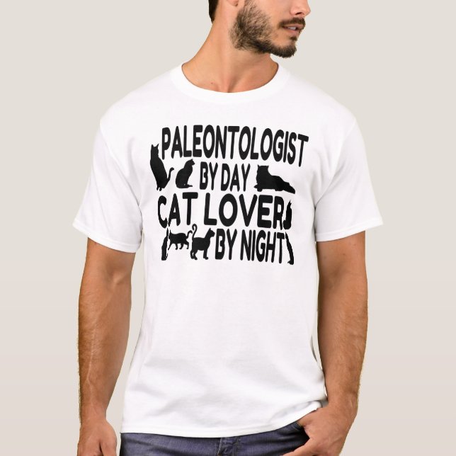 T-shirt Paléontologue Amoureux des chats (Devant)