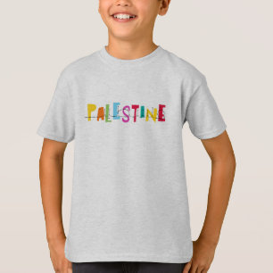 T-shirt PALESTINE Arabe Nom Enfants colorés