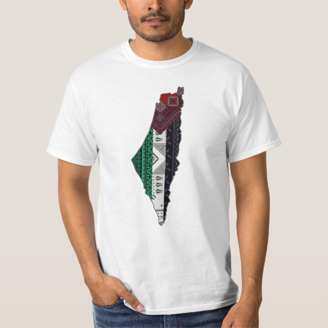 T-shirt Palestine Broderie tatreez drapeau Motif gratuit (Devant)