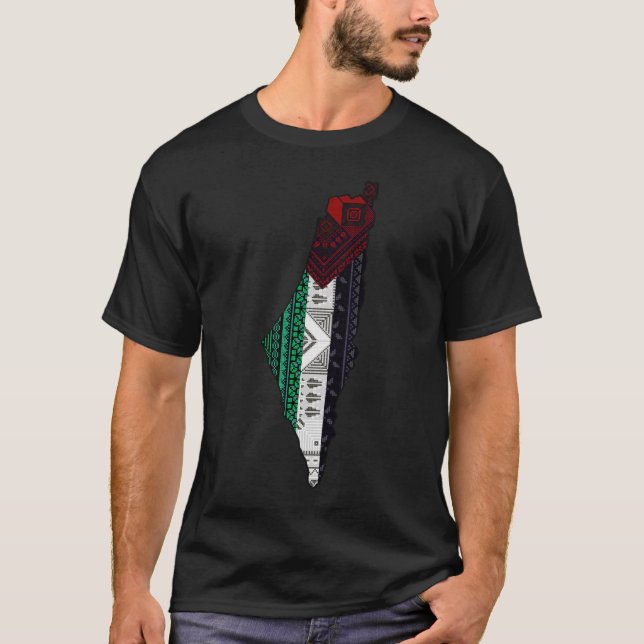 T-shirt Palestine Broderie tatreez drapeau Motif gratuit (Devant)