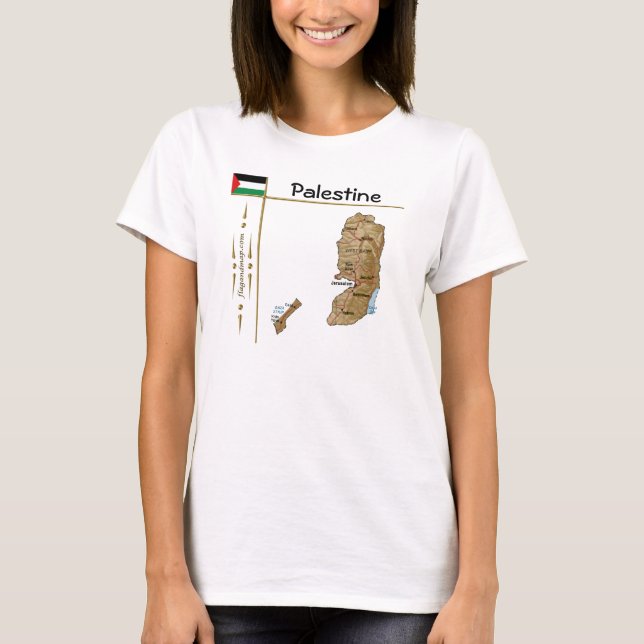T-shirt Palestine Carte + Drapeau + Titre (Devant)