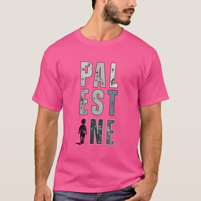 T-shirt PALESTINE - Chemise de protestation rose C (Devant)