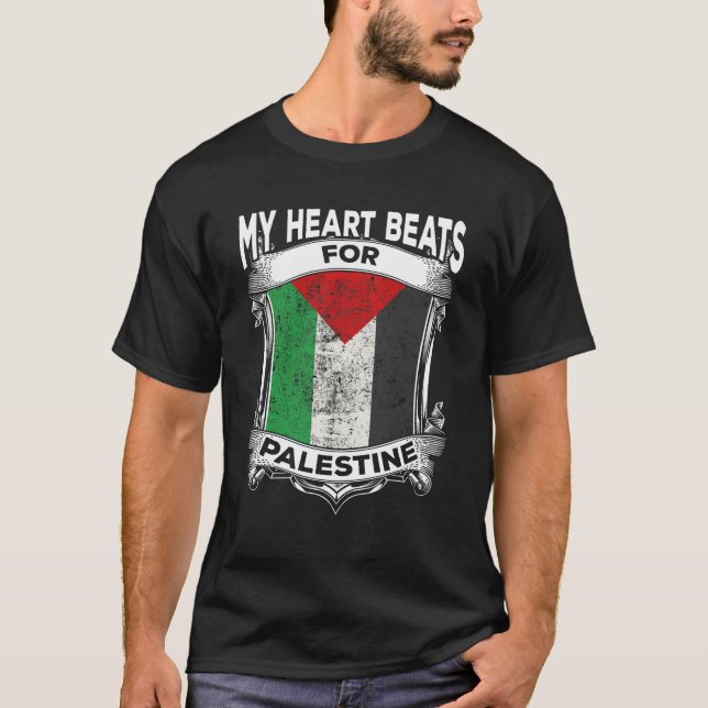 T-shirt Palestine Coeur Gaza Paix racines palestiniennes (Devant)