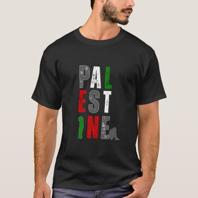 T-Shirt PALESTINE Distressed Bold – Couleurs du dr (Devant)
