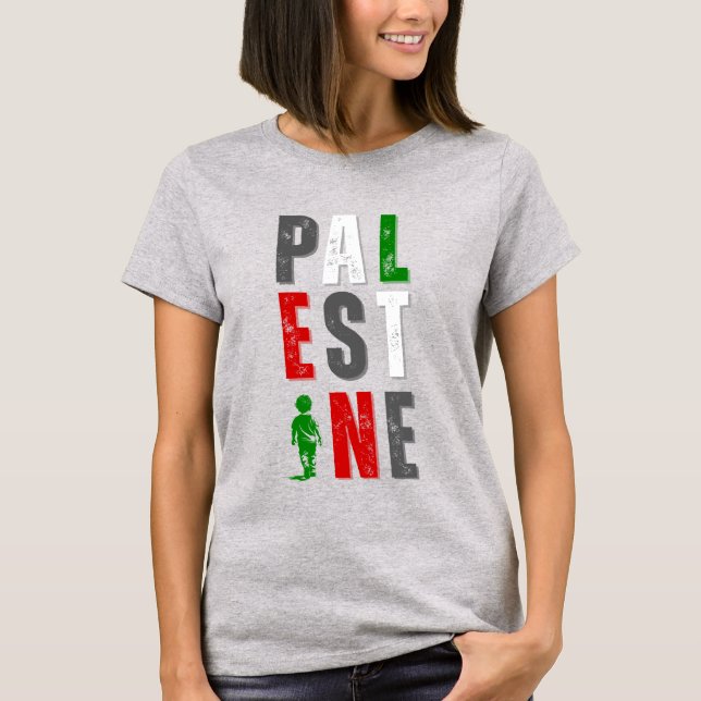 T-Shirt PALESTINE Distressed Bold – Couleurs du dr (Devant)