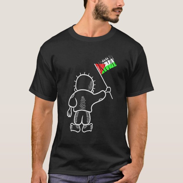T-shirt Palestine Drapeau de Gaza avec Handala (Devant)
