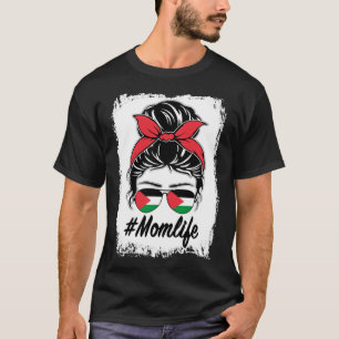 T-shirt Palestine Drapeau Palestinien Maman Messy Bun Mama