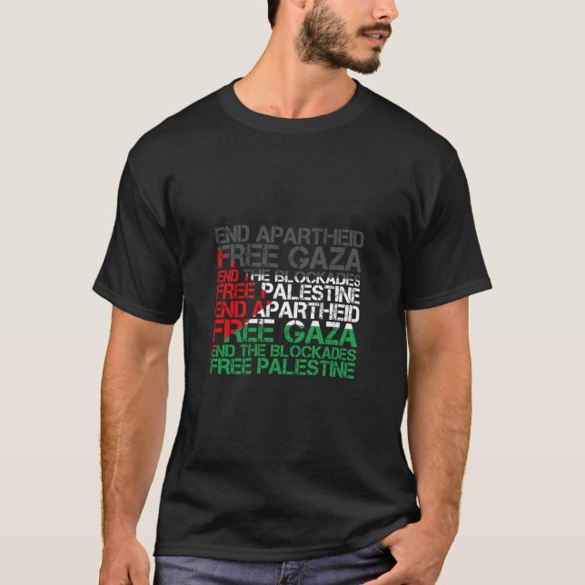 T-shirt Palestine Drapeau Wordcloud mettre fin à l'aparthe (Devant)