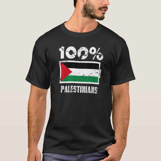 T-shirt Palestine Flag Support 100 Palestinians Battery Po (Devant)