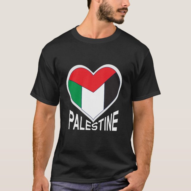 T-shirt Palestine libre - Drapeau palestinien en forme de  (Devant)