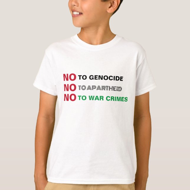 T-SHIRT PALESTINE LIBRE NON AUX CRIMES DE GUERRE APARTHEID (Devant)