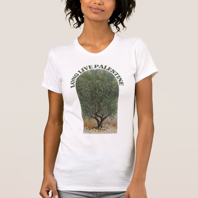 T-SHIRT PALESTINE LIBRE OLIVIERS LONG PALESTINE (Devant)