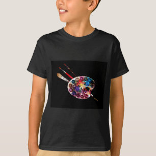 T-SHIRT PALETTE DE COULEUR ARTISTE ET BROUILLES EN NOIR